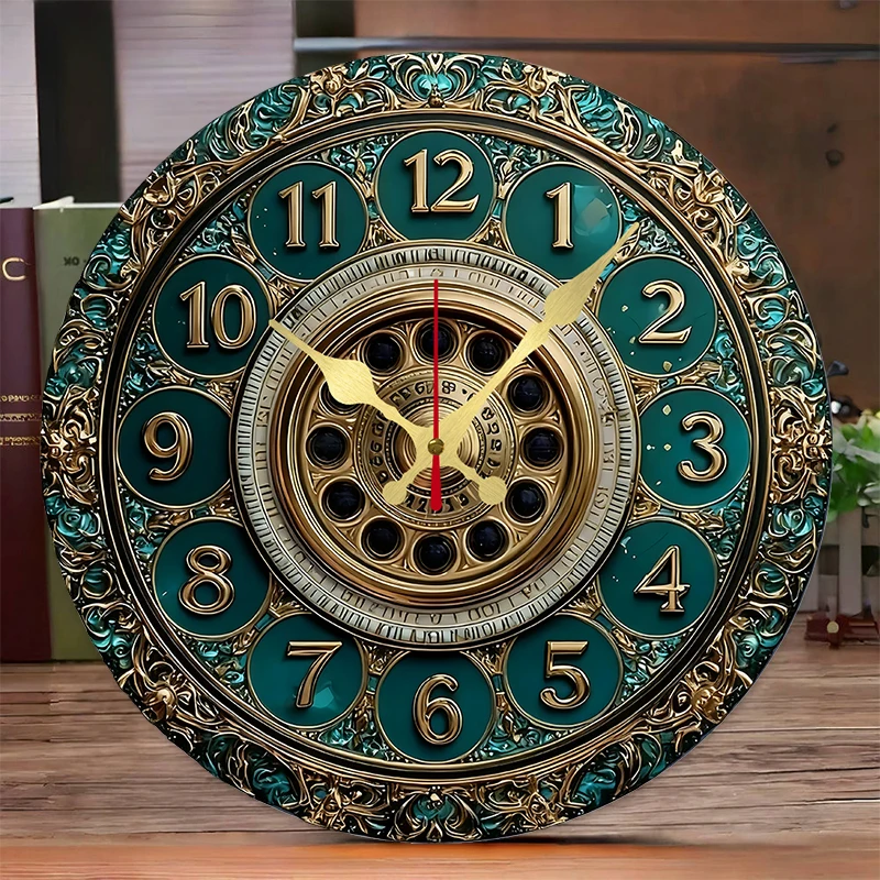 VintageTelephoneWoodenRoundSilentHangingWallClock,SuitableForLivingRoom,Office,StudyRoom,Bedroom,HomeDecoration-AliExpress