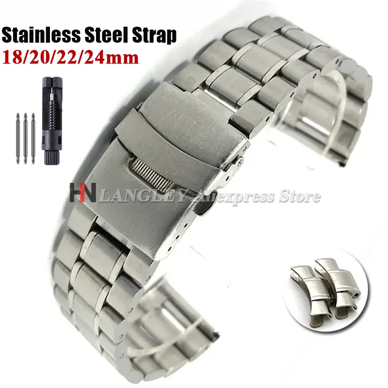 Premium Solid Stainless Steel Arc-End Watch Strap - Universal Replacement Bracelet