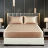 CARA CARLE Silk Satin Fitted Bed Sheet with Elastic Band Luxury Adjustable Mattress Cover for Single Couple Double Bed 4