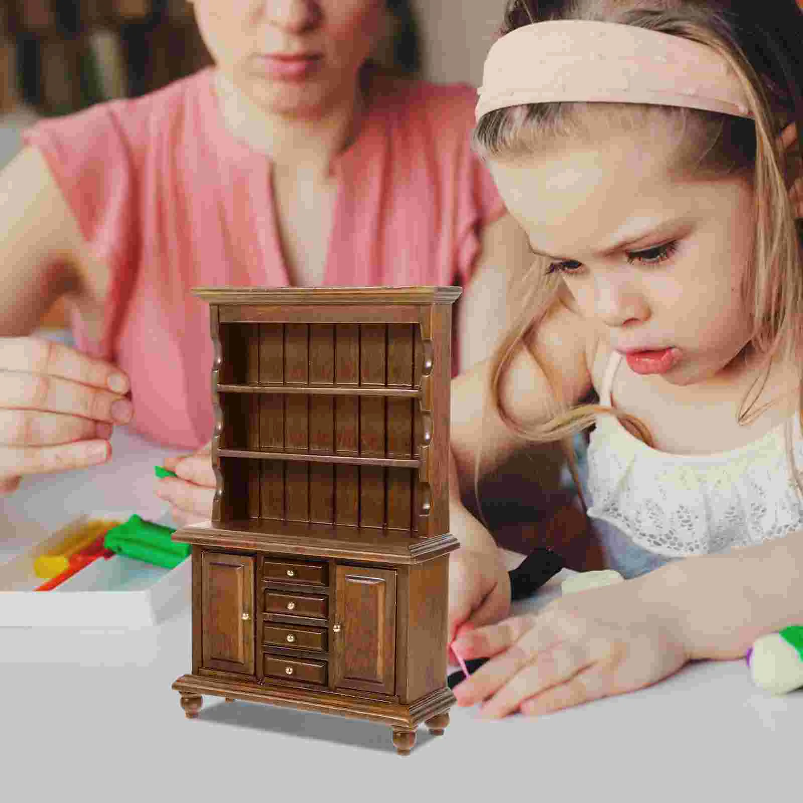 

House Bookshelf For Kids Wooden Display Bookshelf Bookcase Furniture Miniature Model (1:12 Scale)