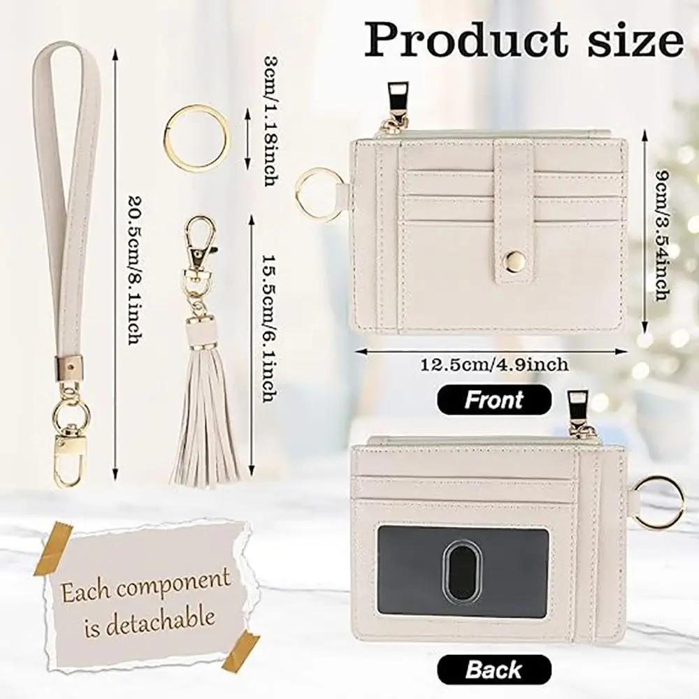 Fashion Ultra-thin Wristlet Wallets Detachable PU Leather Credit Card Holder Multi-functional Card Case