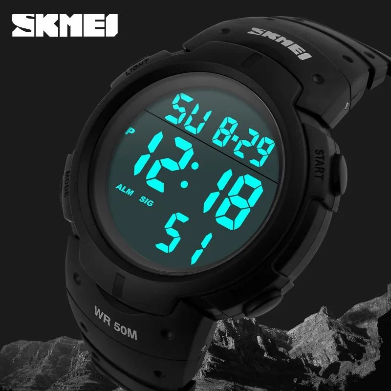 SKMEI 1068 Calendar PU Strap 5Bar Waterproof Digital Watch reloj hombre Outdoor Sport Watch Men Big Dial Fashion Simple Watches 4