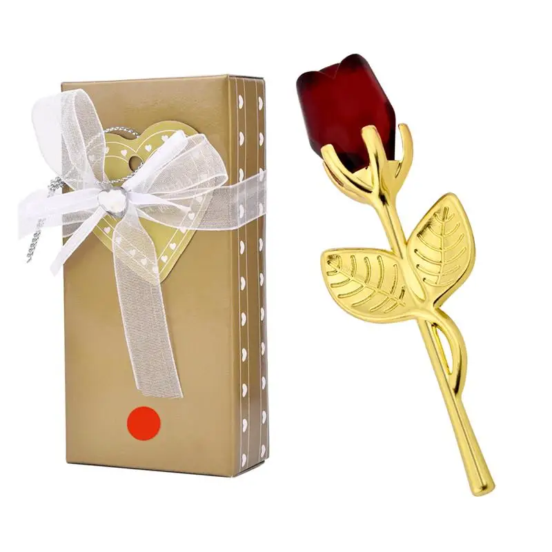 Description Picture 5 of itemValentine'S Day Gift Mini Crystal Rose Artificial Flower Crystal Rose With Metal Rod Flower Branch Wedding Supplies Party Favors