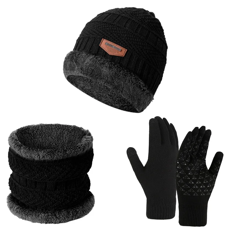 3 pieces/set winter men's and women's knitted hats winter hat set comfortable and warm hat set winter hat,knitted hat scarf set