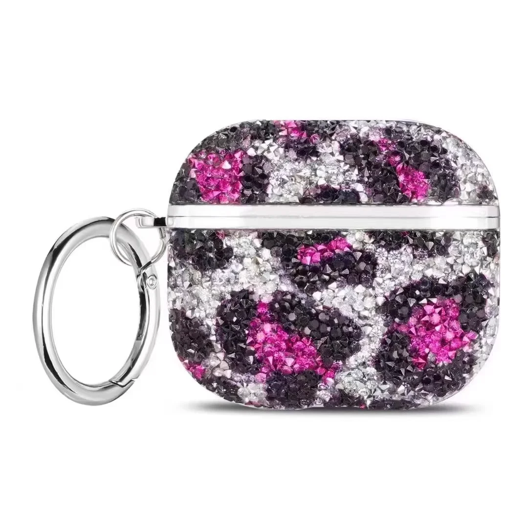Deluxe Plated Sparkling Diamond Bluetooth Headphone Case with Keychain - Shockproof Earphone Cover