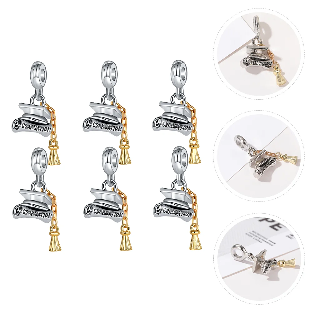 

6pcs Bachelor Alloy DIY Pendants Graduation Keychain Jewelry Pendants Supply