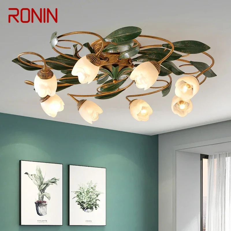 

Светильник RONIN в американском пасторальном стиле, Искусственное искусство, цветок, гостиная, столовая, спальня, украшение для дома