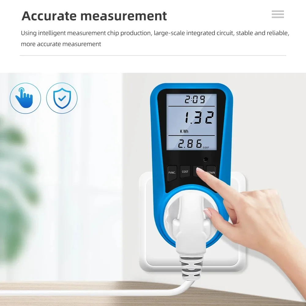 Power Meter Digital Current Voltmeter Time Watt Energy Tester 50Hz EU US UK AU FR BR IT Plug