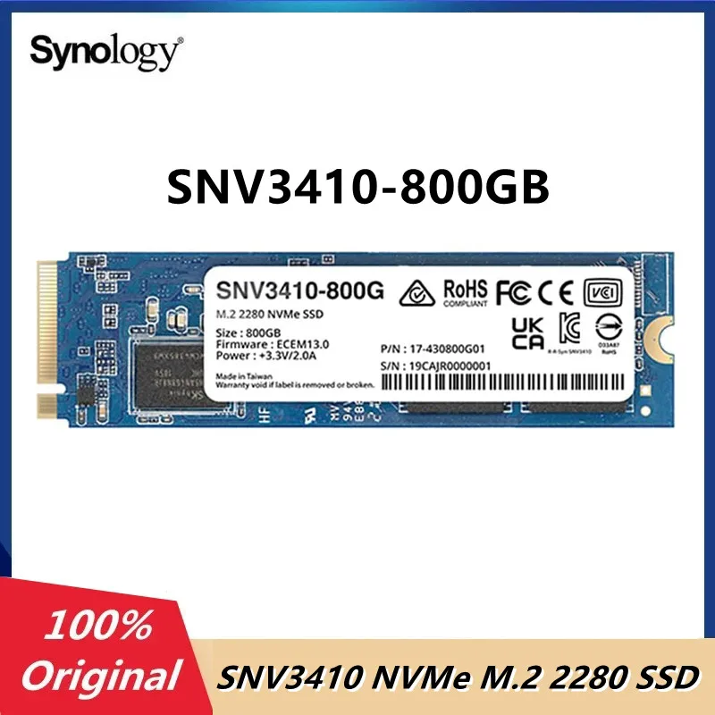 

Synology SNV3410-800G NVMe M.2 2280 SSD 800GB NVMe PCIe Internal Solid State Drive for Select Synology NAS Models