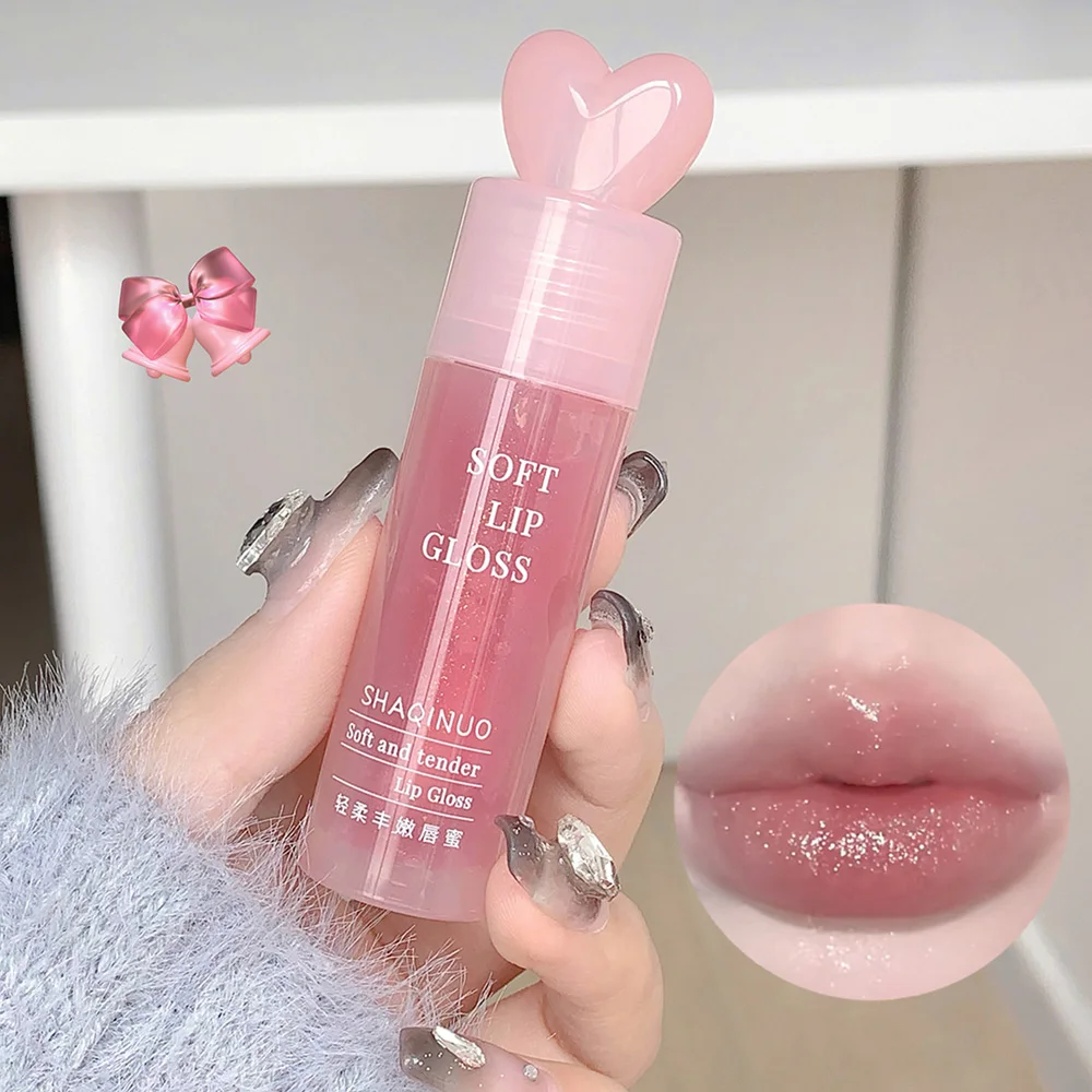 Heart Moisturizing Lip Gloss Lightweight Lip Oil Plump Lips Mirror SHAQINUO Clear Lipgloss 2