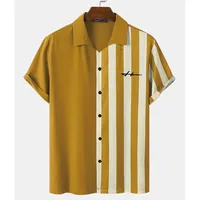 Summer Men's Shirts Striped Print Contrast Color Men's Short Sleeve Shirt Tops Daily Casual Street Wear Oversized Tops 1