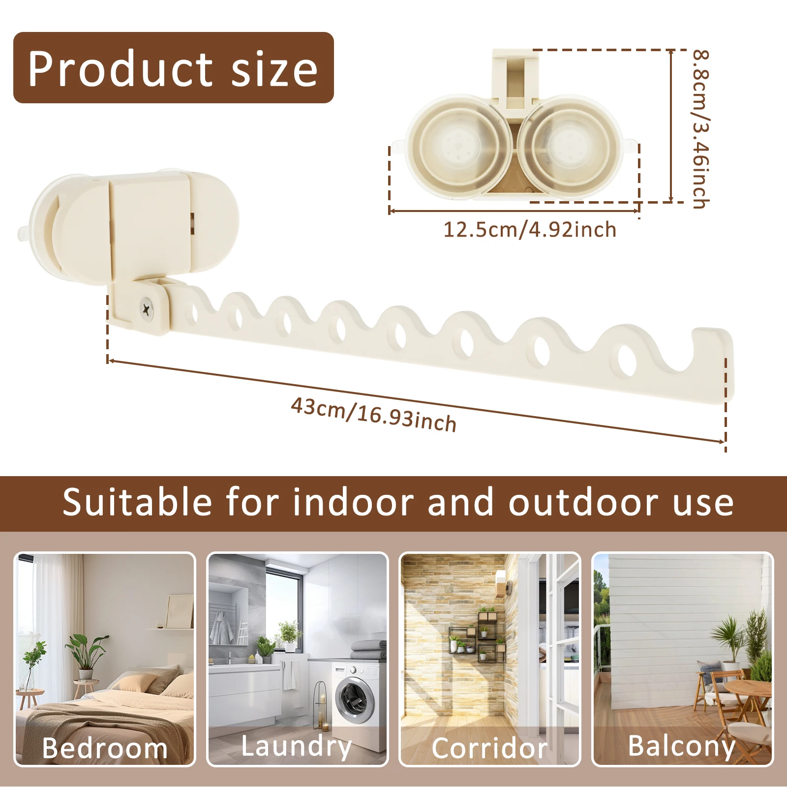 Foldable Clothes Rack Wall Mounted Drying Rack Aluminum Alloy Clothes Organization Collapsible Drying Racks for Laundry Room 6