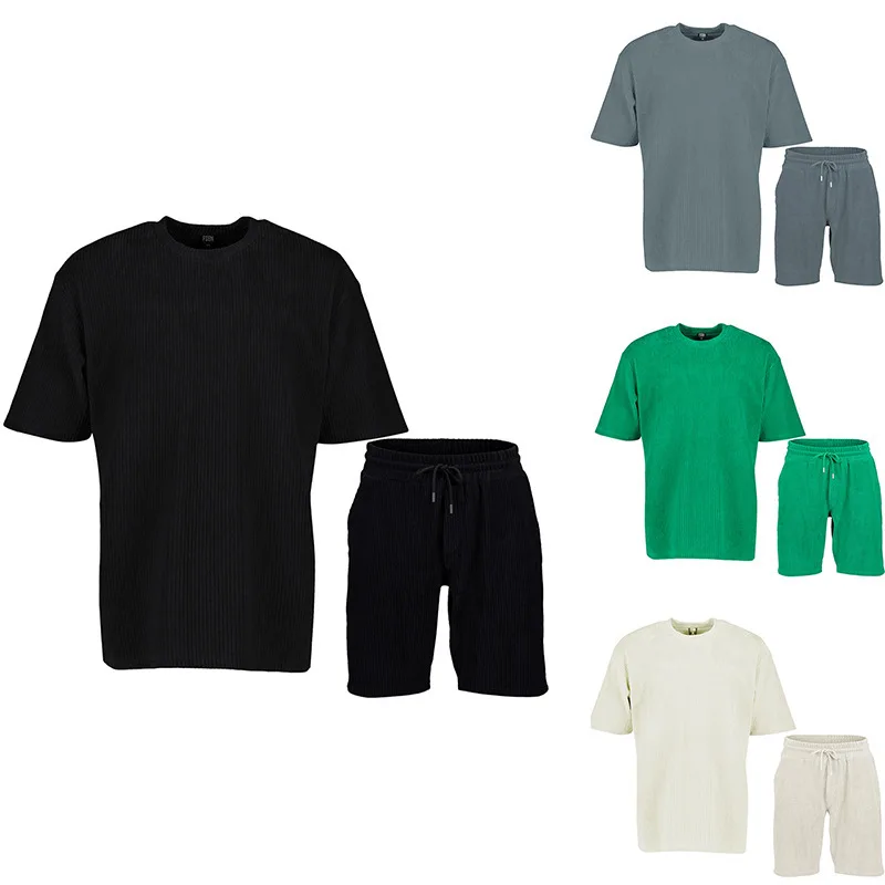 

Summer Men's Sport Suit Clothing 2 Piece Outfit of Sportswear Short Sleeve Streetwear Fashion T-shirt Set Ropa Para Hombre