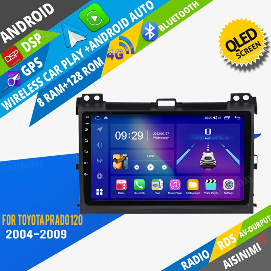 

AISINIMI Android Car Dvd Player navigation For Toyota Prado 120 2004-2009 car radio Car Audio Gps Multimedia Stereo Monitor