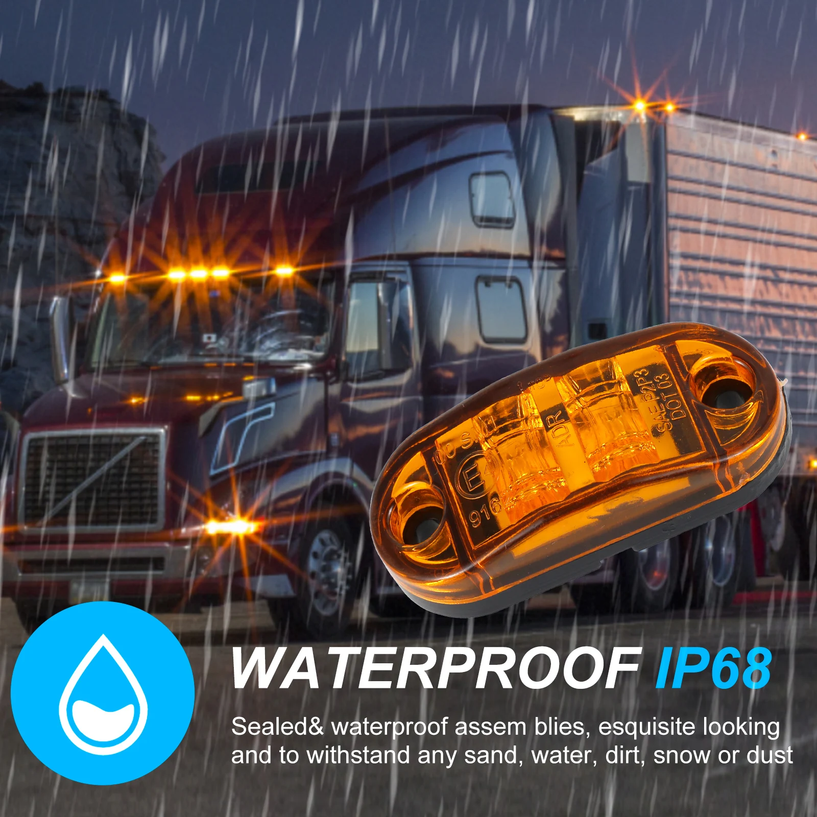 Feu De Position Latérale Universel LED 12V Pour Camping-Car Et Remorque, Feu De Gabarit à LED Lampe De Signalisation Jaune Accessoire Sécurité Camion Facile à Ins Pour Camping-Car Remorque Camion