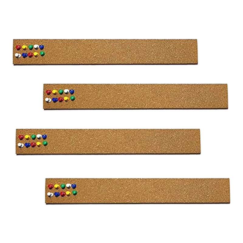 

4 Pcs Cork Board Strips With 35 Pcs Push Pins 15X2 Inch - 1/2 Inch Thick Cork Bulletin Bar Strips For Office, School