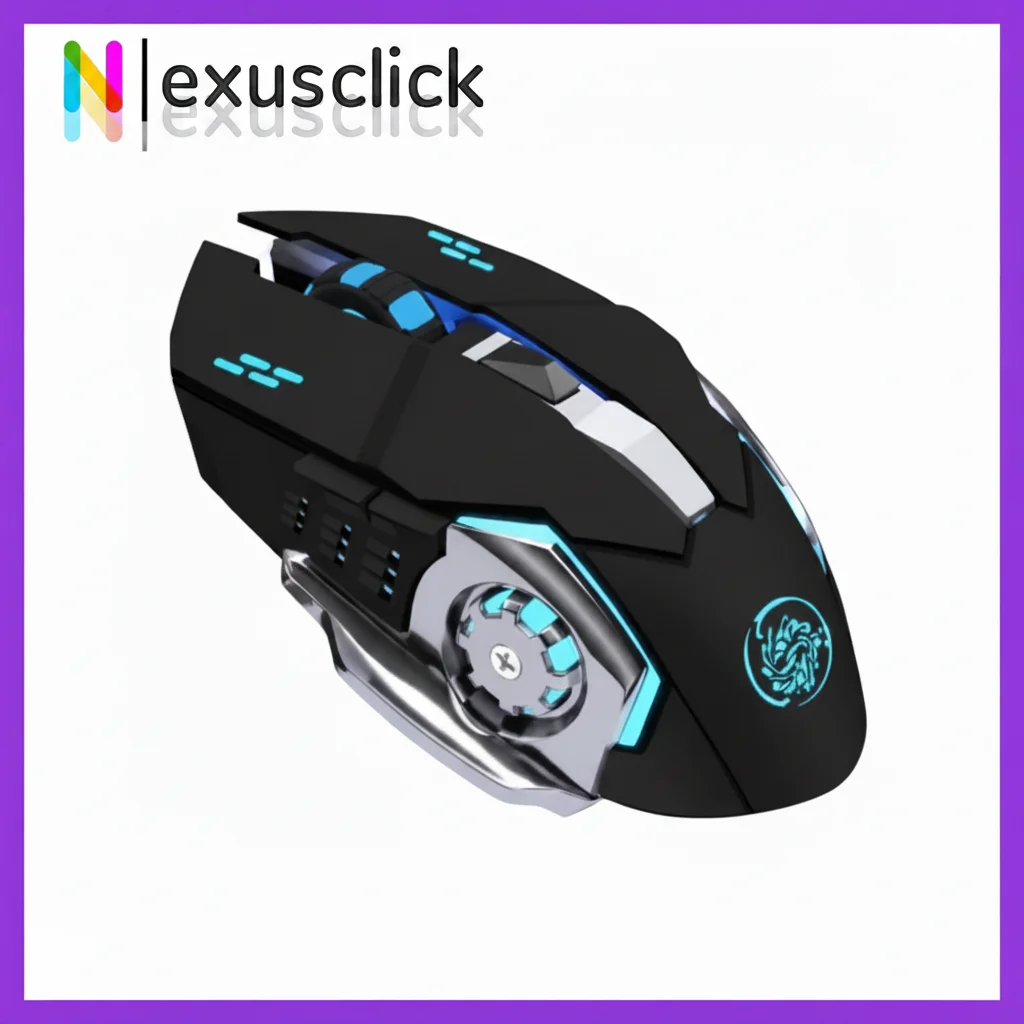 Rechargeable RGB LED Ergonomic Wireless Mouse with Type-C Connection
