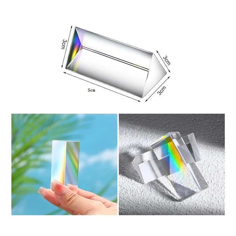 Triangular Prism For Rainbow Lights Crystal Optical Prisms Glass Physics Teaching Refracted Light Spectrum 4Pcs Clear