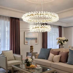 Modern lustre Flower Crystal Chandelier Nordic Luxury Hanging Lamp Indoor Lighting Home Decor For Living Room Bedroom Restaurant