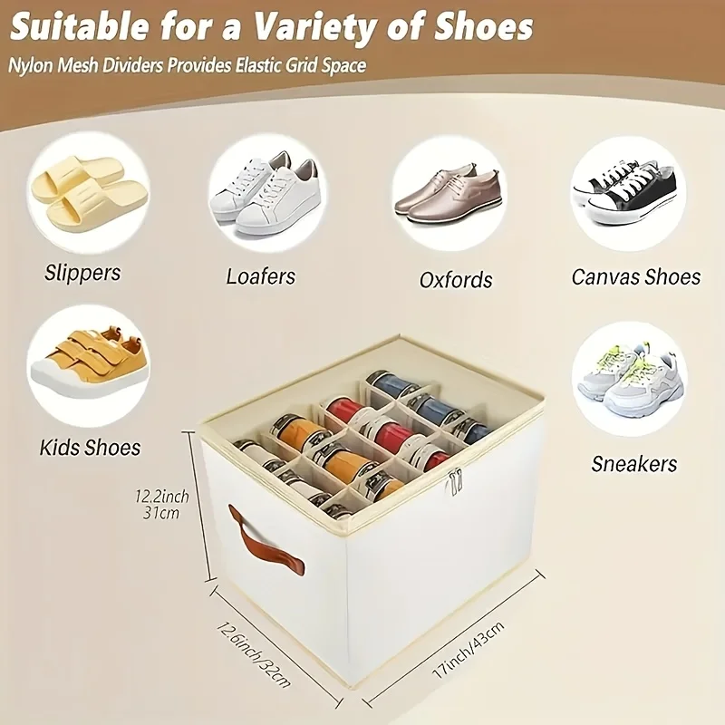 Enhanced Oxford Fabric Storage Box with Clear Lid, Foldable Stackable Organizer for Space-Saving Closet Solutions