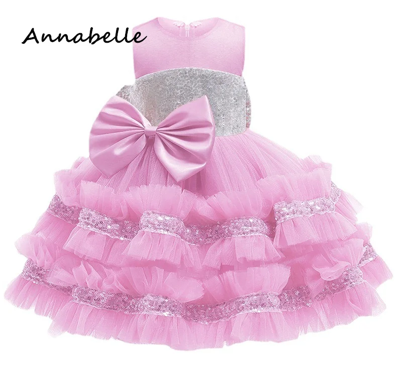 Annabelle Flower Girl Dress For Wedding Party Baby Princess Birthday Party Dress Elegante Puffy Dress Senza Maniche 2024 Nuovo