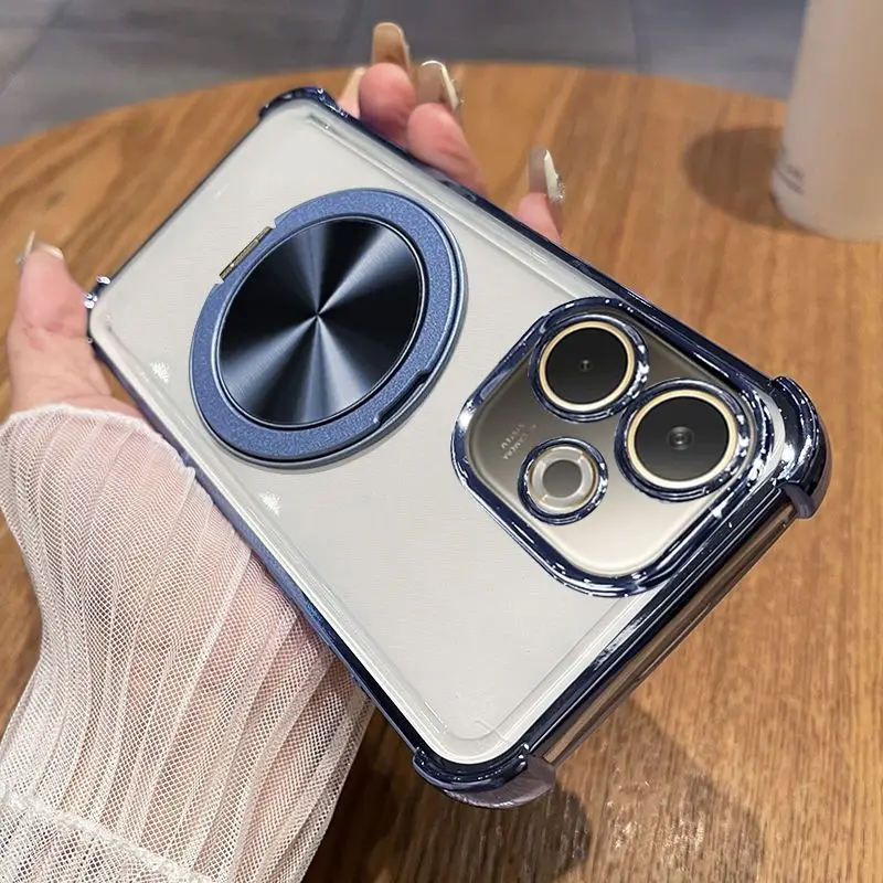 Luxury Electroplating Airbag 360° Rotating Bracket TPU Shockproof Bumper Case