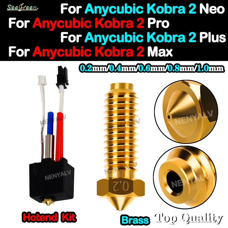 Per Anycubic Kobra 2 Hotend Ugello In Ottone 0.2/0.4/0.6/0.8/1.0Mm Per Anycubic 2 Neo/Plus Hotend Kit Per Anycubic Kobra 2 Max/Pro