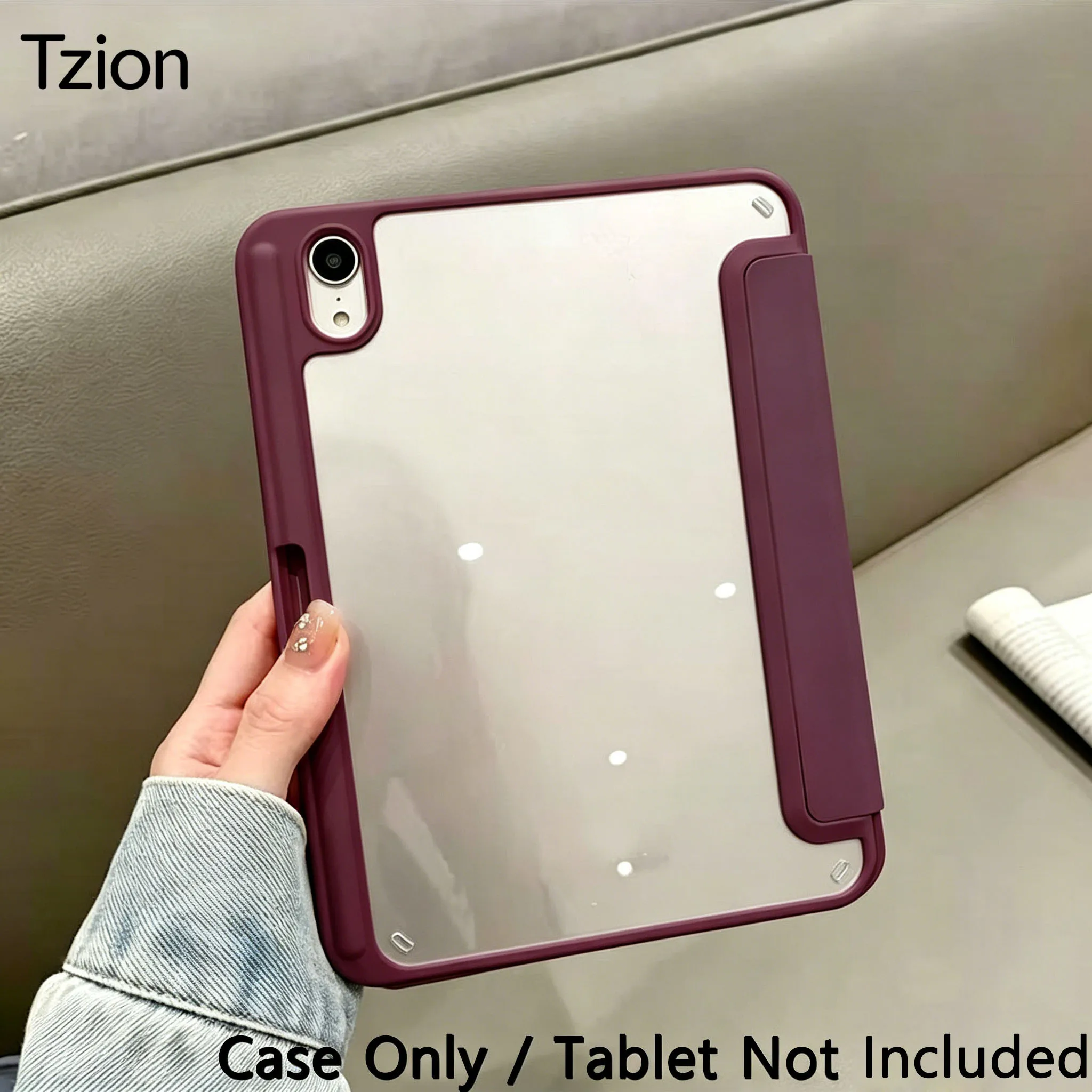 Sleek Trifold Stand Smart Cover with Pencil Holder & Soft TPU Back - Auto Sleep/Wake Functionality