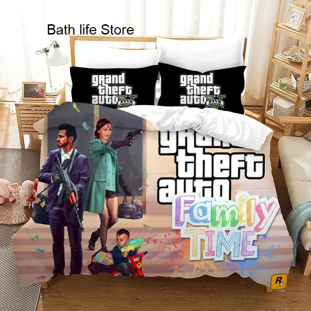 

Video Game GTA V Bedding Set 3D Print Duvet Cover Set Grand Theft Auto 5 Comforter Set King Queen Full Twin Size Kids Bed Linen