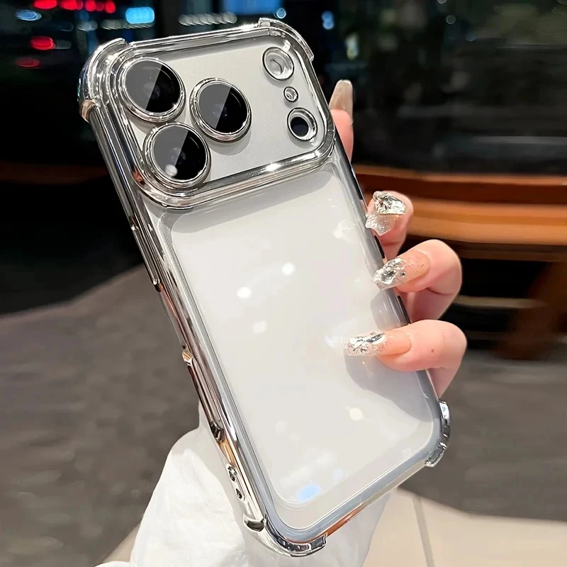 Deluxe Transparent Shockproof Phone Case with Lens Protector and Soft Bumper