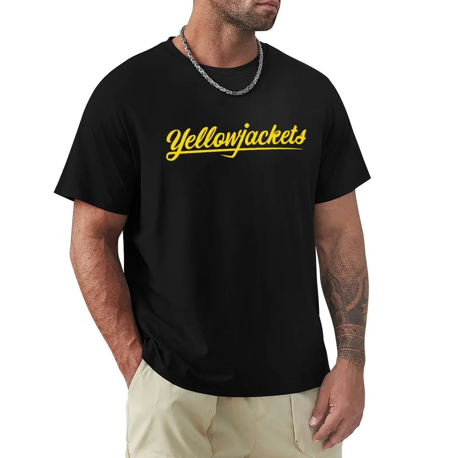 Yellowjackets logo T-shirt boys animal print Aesthetic clothing Men's cotton t-shirt