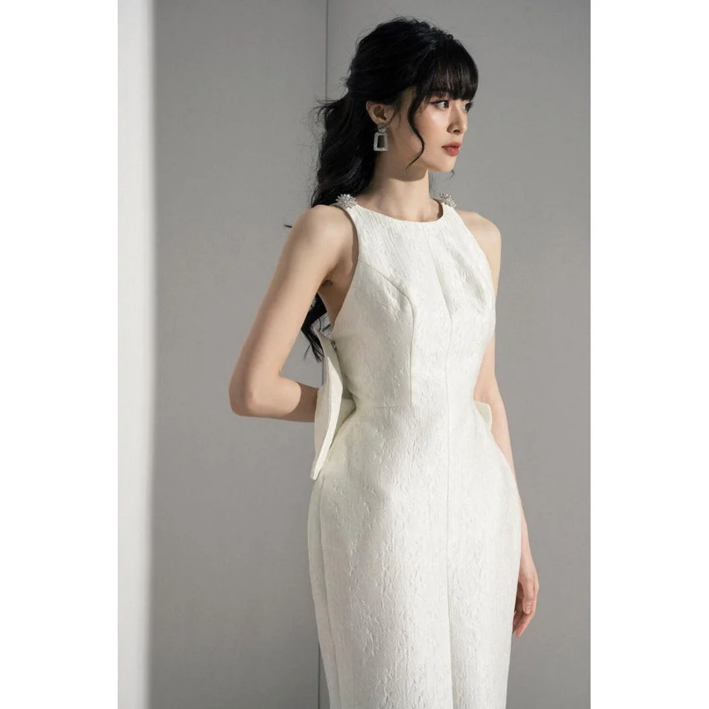 

Halter Mermaid Simple Pleat Beauty Bride Wedding Party Dress Strapless Korea 드레스 Photography Wedding Dresses for Women