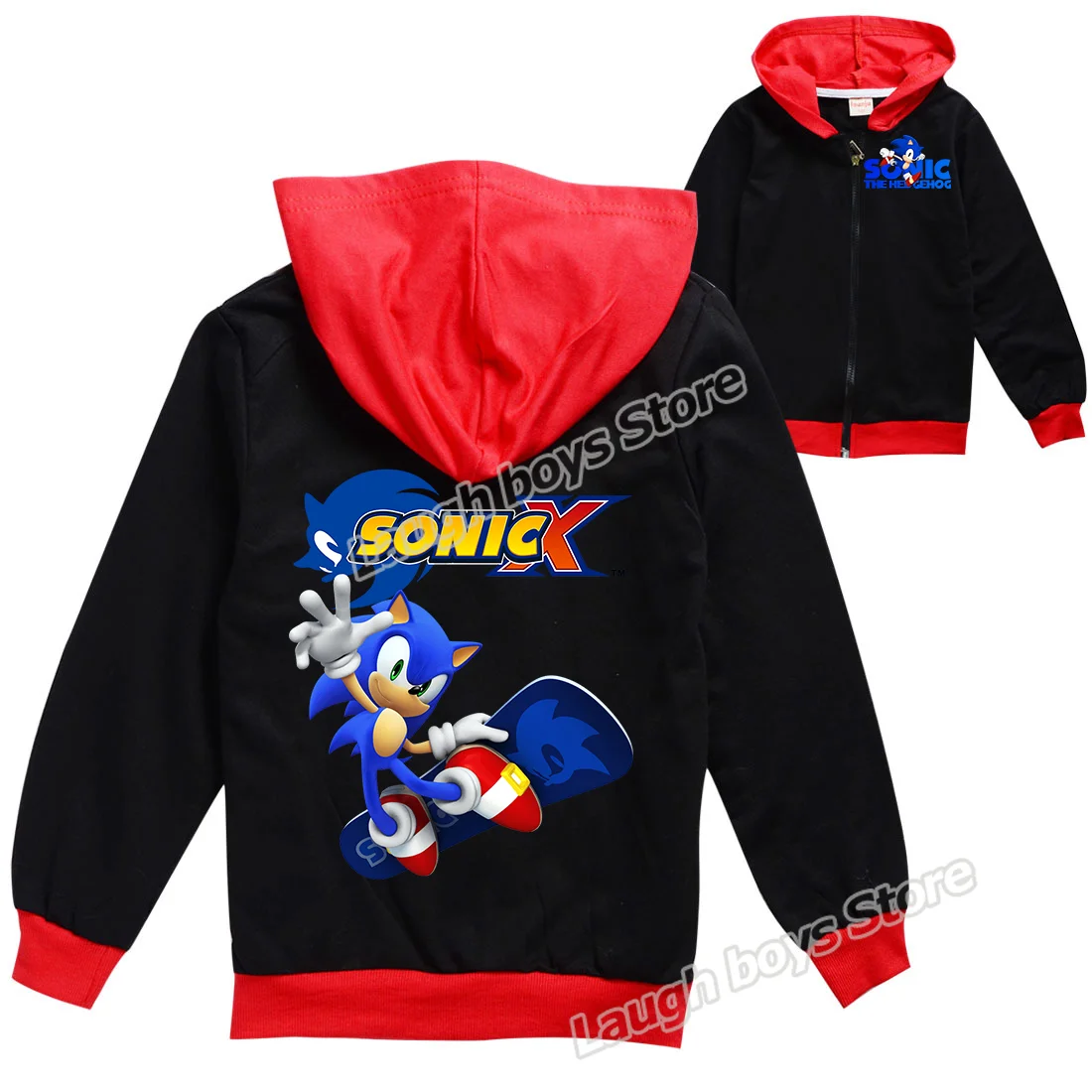 thumbnail image 1 of Abrigo de Sonics con figura de juego, cárdigan con bloques de colores y cremallera, sudadera de manga larga, estilo primaveral y otoño, ropa holgada y cálida, moda informal, 1 of 5