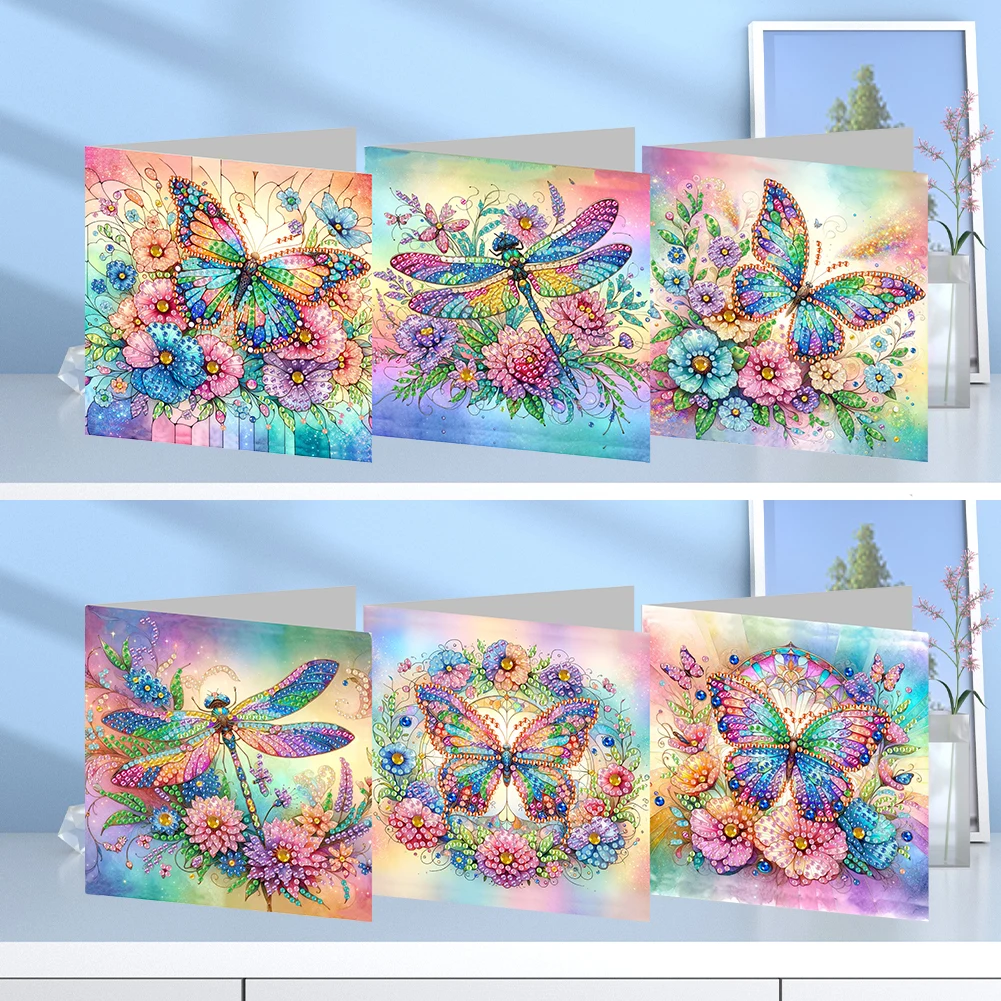 6Pcs Cat And Dog DIY Diamond Painting Card Diamond Drawing Card Painting Greeting Adults Holiday Friends Family
