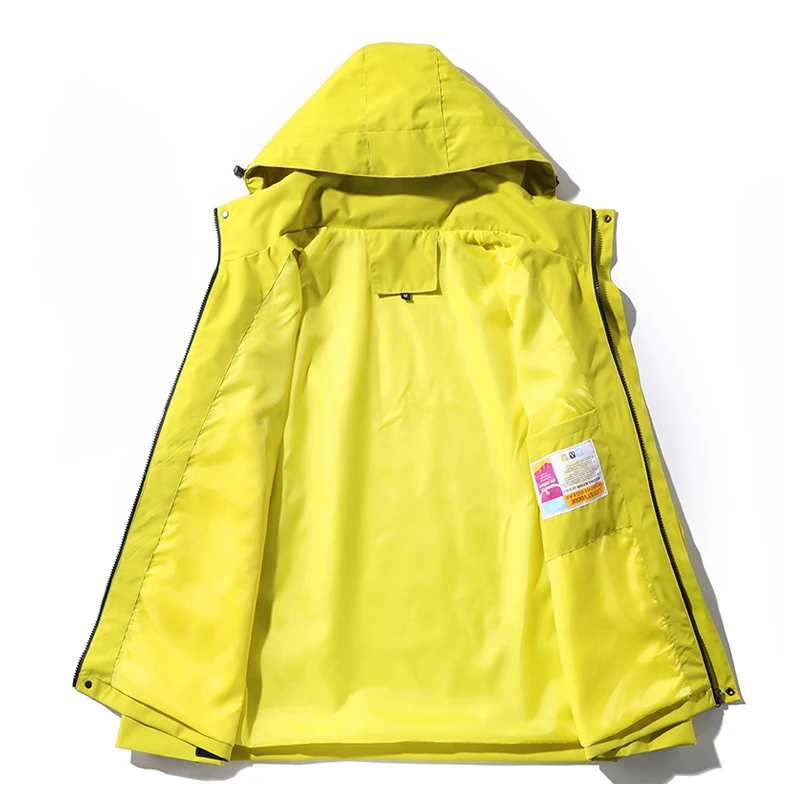 EUMERGX unisex waterproof hiking jacket with detachable hood lightweight windproof coat breathable raincoat for camping climbing