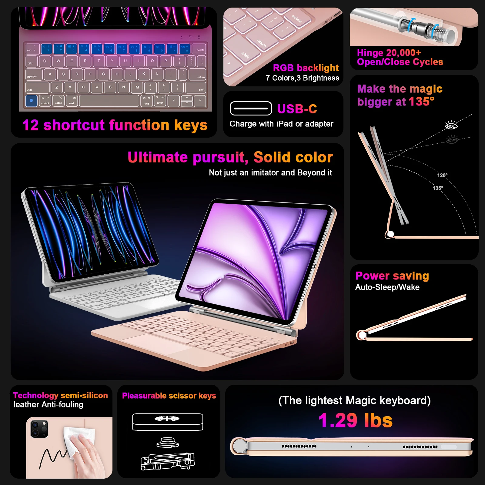 لوحة مفاتيح سحرية لجهاز iPad Pro 2024، حافظة لجهاز...