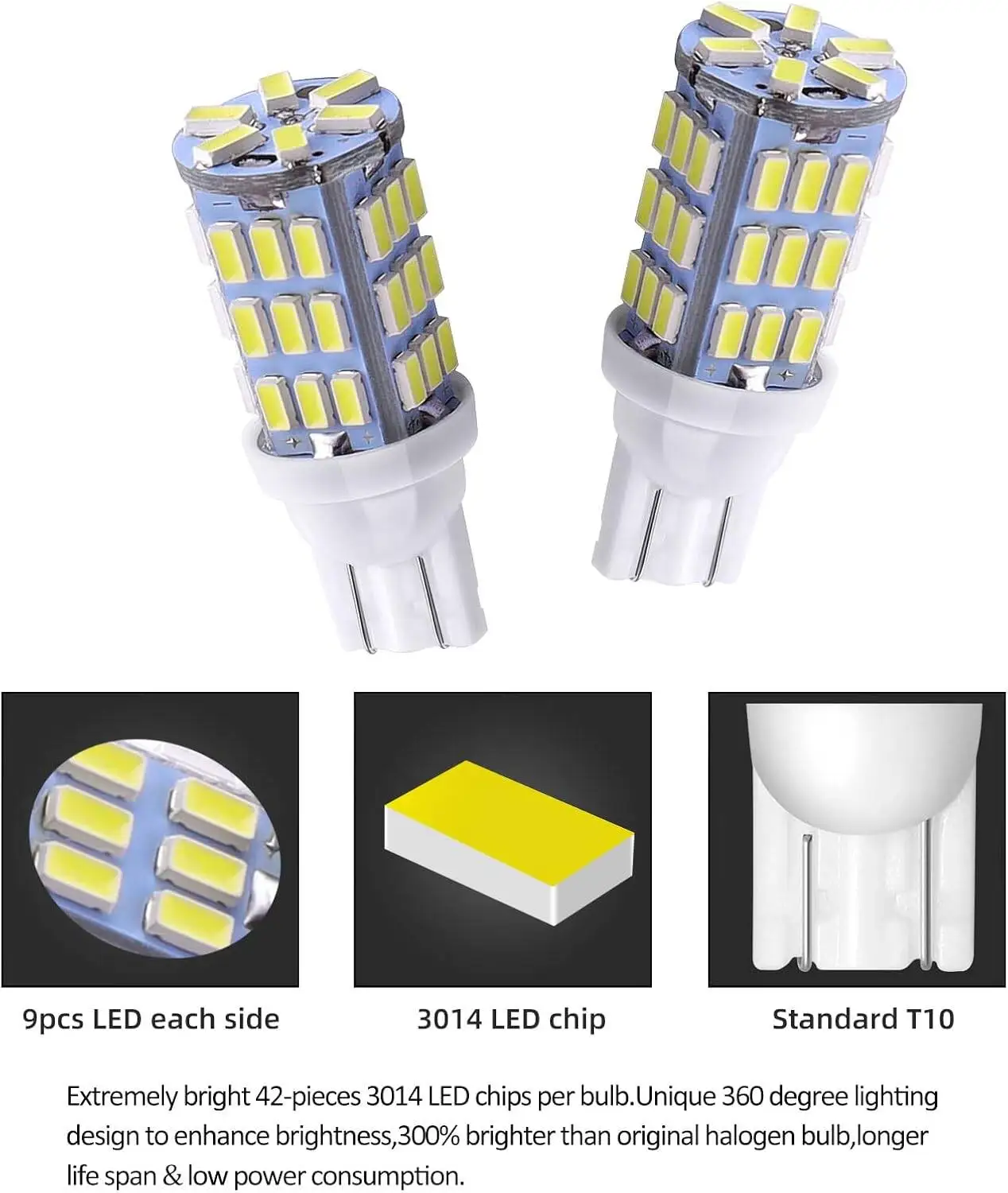 T10 921 194 168 Bulbs Xenon White Super Bright 3014 42SMD LED Replacement 12 Volt RV Camper Trailer Boat 20PCS