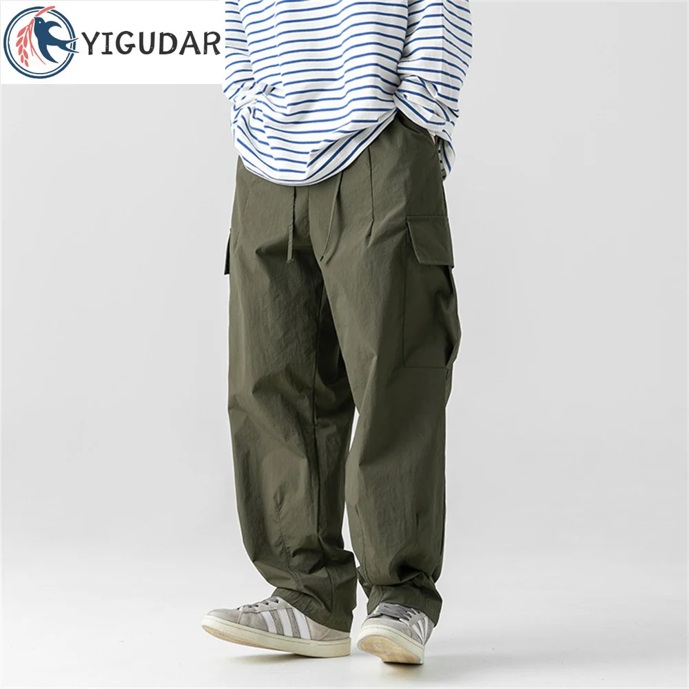 

Autumn Spring AllSeason Casual Soft Solid Men's Cool Boys Button Loose All Match Suit Wide Leg Straight Pants Pocket y2k pants