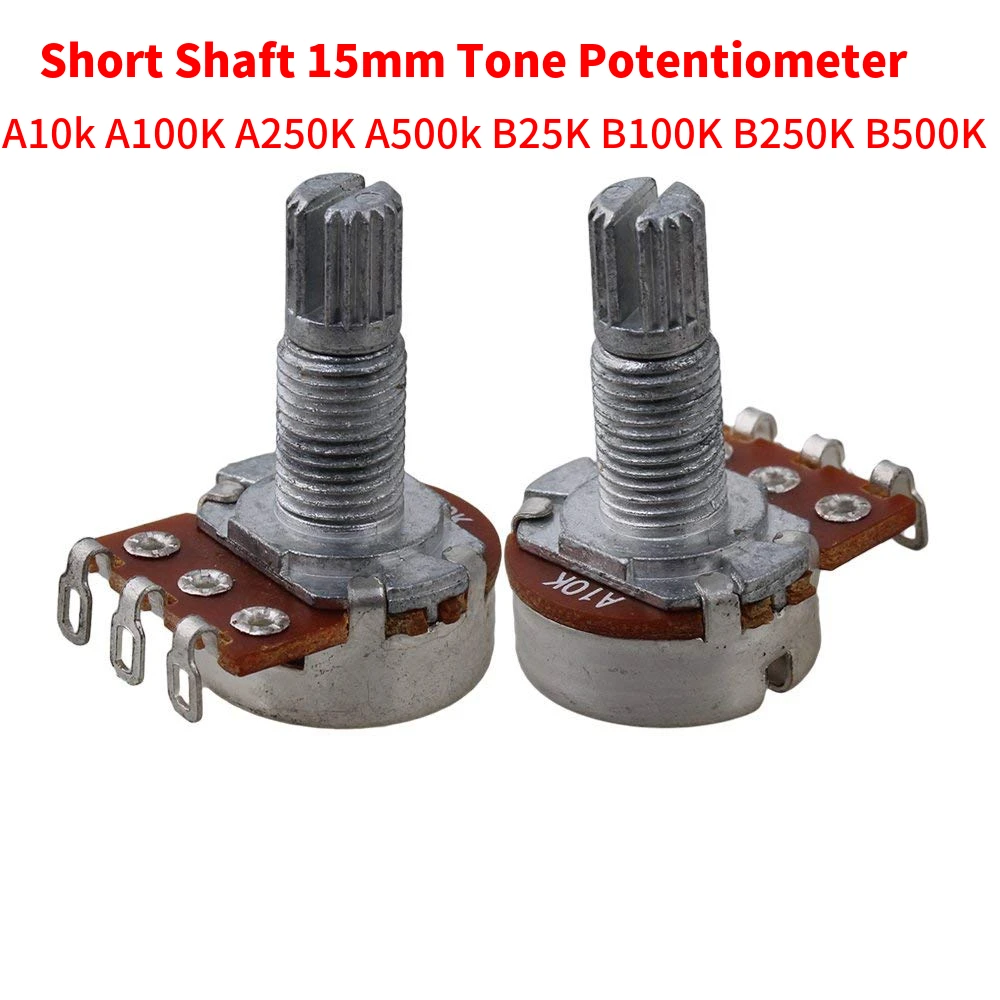 10PCSShortShaft15mmLinearPotGuitarTonePotentiometerA10kA100K