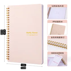 Weekly Planner Notebook - A5 Spiral Agenda for Daily Schedules & Journaling (Pink)