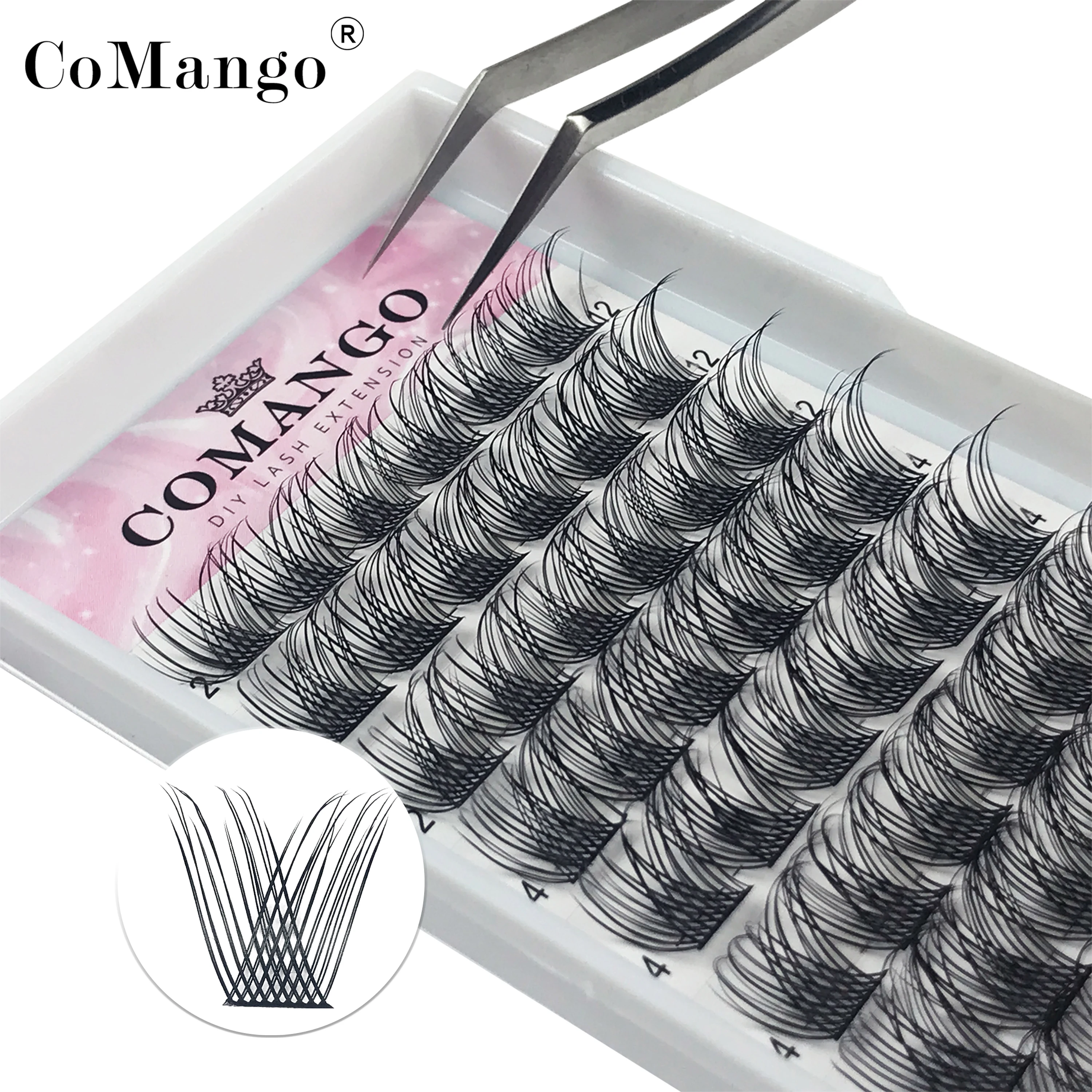 

CoMango DIY 60 PCS Cluster Lashes 3D Natural Bunch 16mm D Curl Segmented Beam Individual Mink Tufted Eyelash Fine Lash Tip