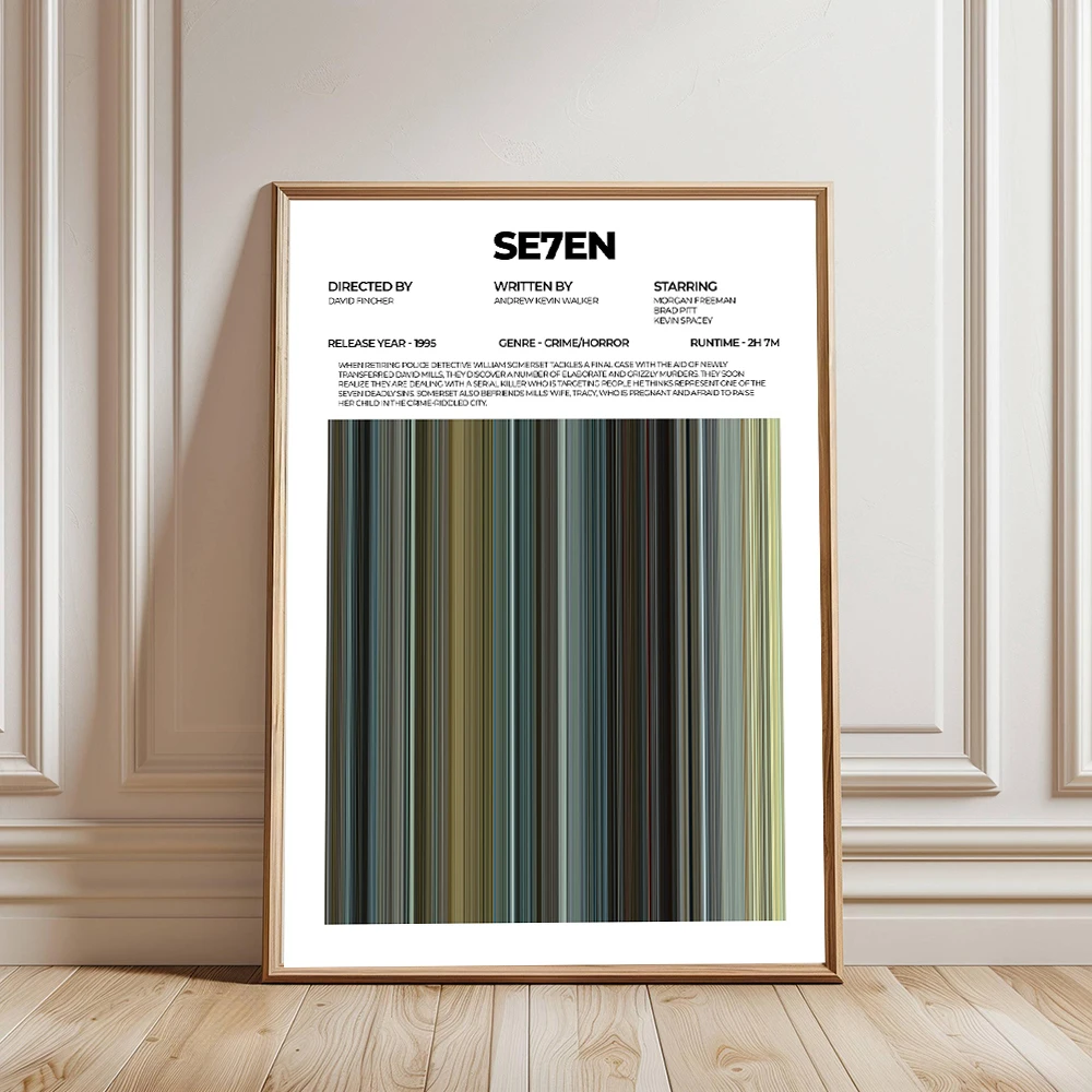 Vintage Black Cinema Art: Se7en Film Canvas Wall Mural
