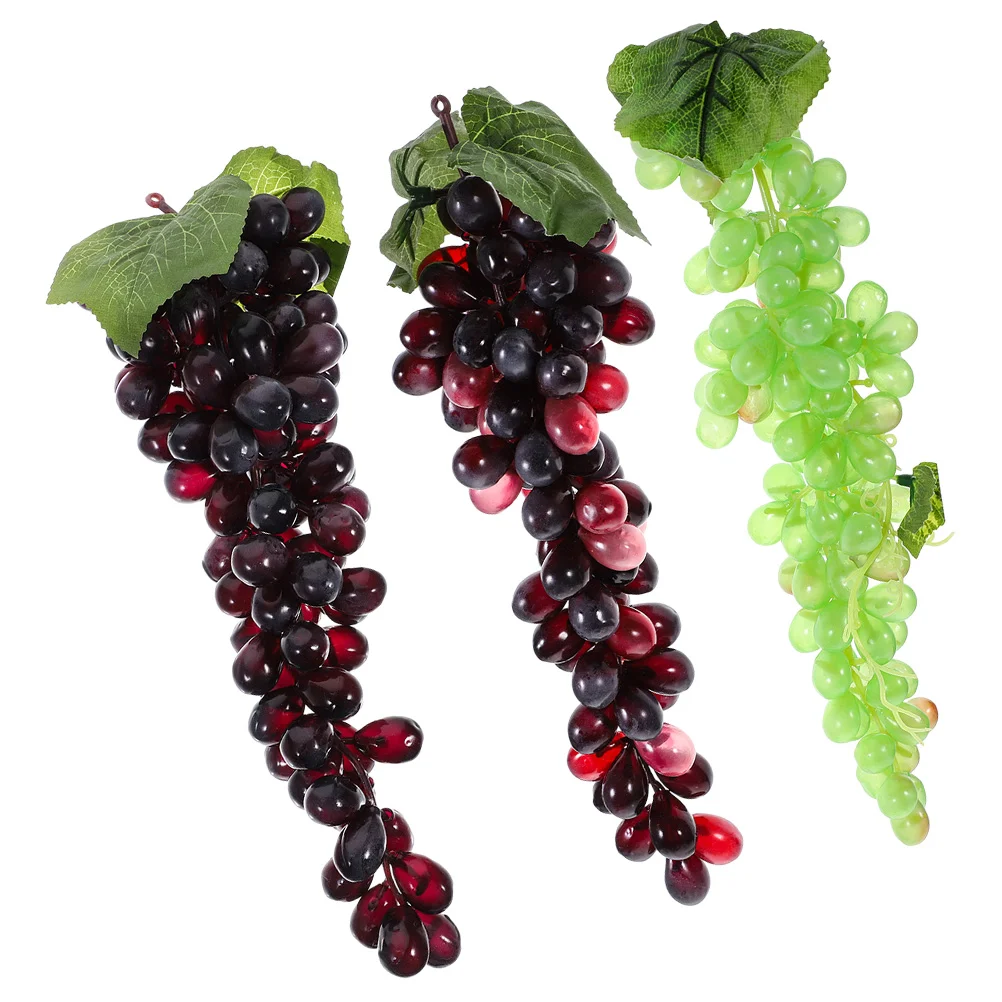 

3 Bunches Home Decor Artificial Fruit Grapes Decorate Photo Prop Party Clusters Fake Decoration