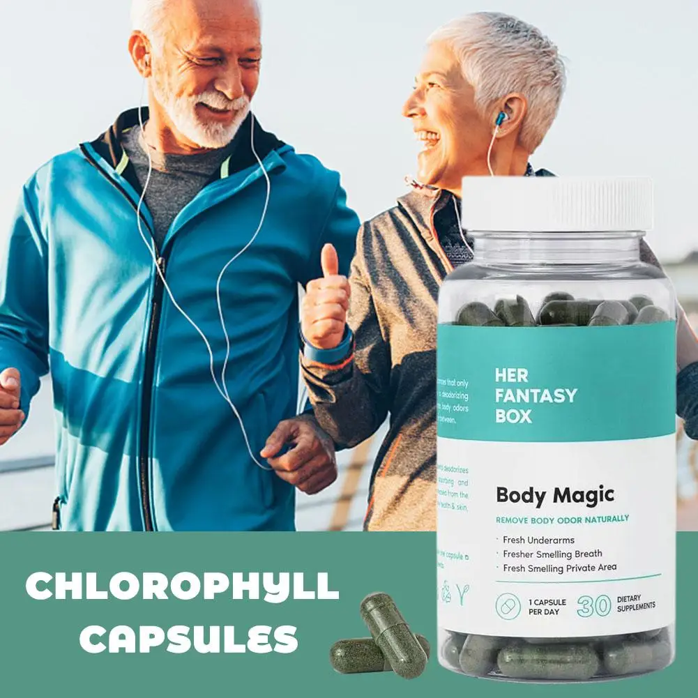 Chlorophyll Capsules 4 pcs Remove Body Odor Naturally Fresh Smelling Breath Fresh Smelling Private Area 30 Dietary Supplements