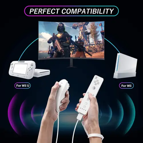 닌텐도 Wii/Wii U 조이스틱 컨트롤러 세트, 무선 원격 게임 패드 모션 플러스, 실리콘 케이스 비디오 게임, 2 in 1 2
