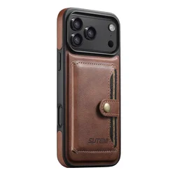 Magnetic Leather Case with Card Holder - All - Round TPU Protection, Two - in - One Design - iPhone 15 Plus (KDS M1)