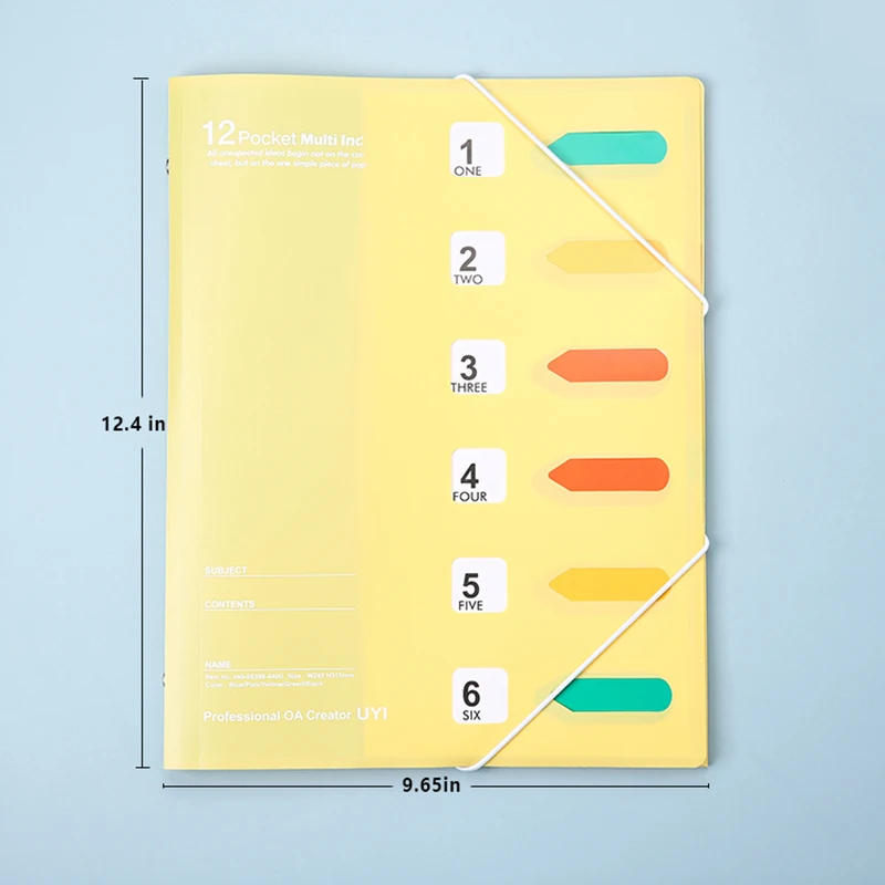 A4 Elastic Closure Folder 6 pockets Roport Cover Plastic Folder with inserts PP office supplies filling product