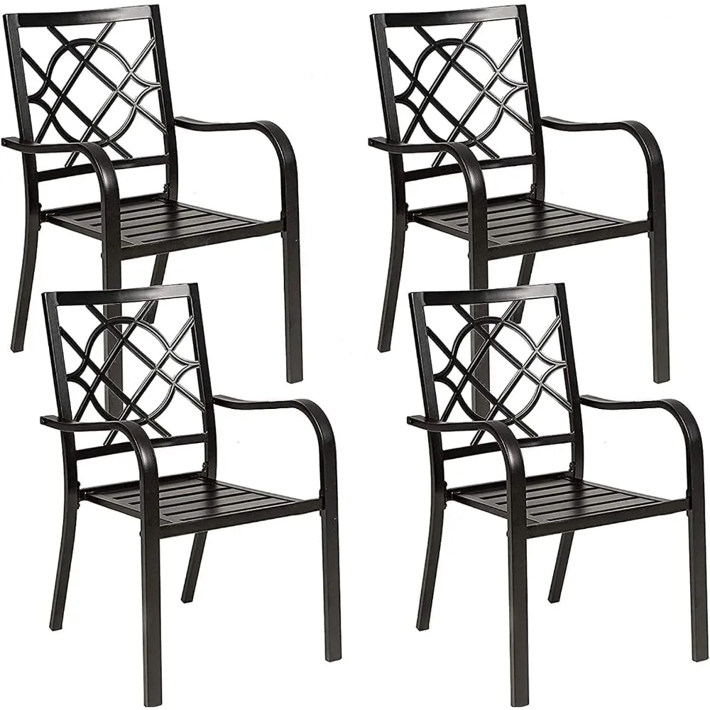 

Outdoor garden Chairs,4 Pieces, Wrought Iron,300 Lbs,Metal Stackable with Armrest for Backyard, Garden,Poolside,garden Chair