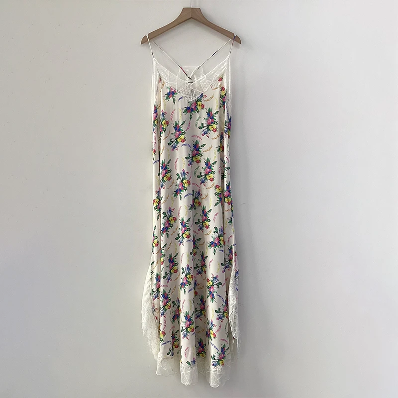 

Zadig Sexy Camisole Dresses Women Classic Backless V Neck Chic Summer Camisole Dresses Lace Floral Print Casual Female Clothing
