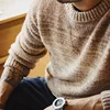 Maden Men's Autumn Winter American Vintage Gradient Stripe Sweater Pullover Round Neck Blended Knitwear 2